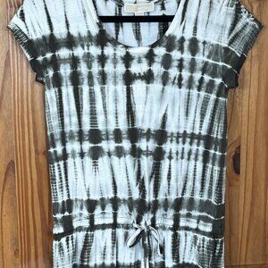 NWT MICHAEL Michael Kors Women's XS Rich Olive Tie-Dye Drawstring Waist Top